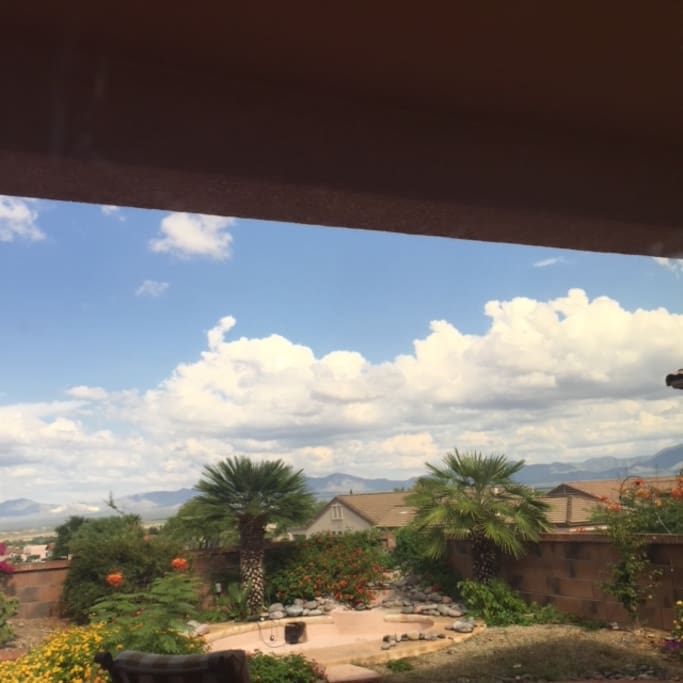 Backyard with a view of the Santa Rita Mts.