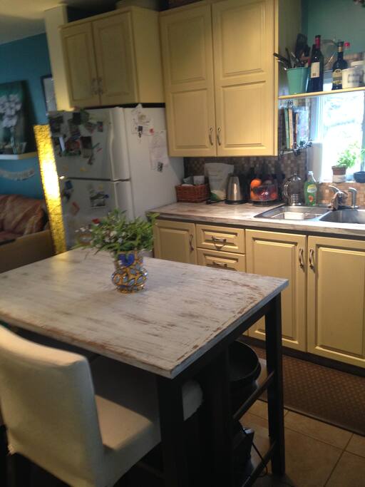 Open kitchen with counter seating
