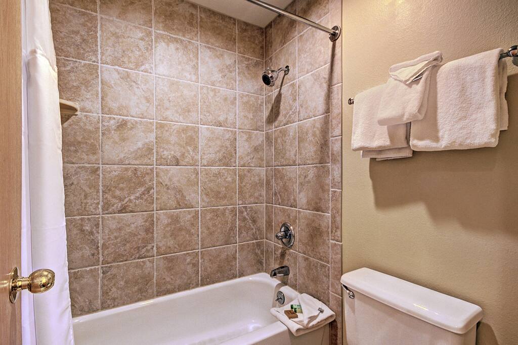 The bathroom is clean and modern