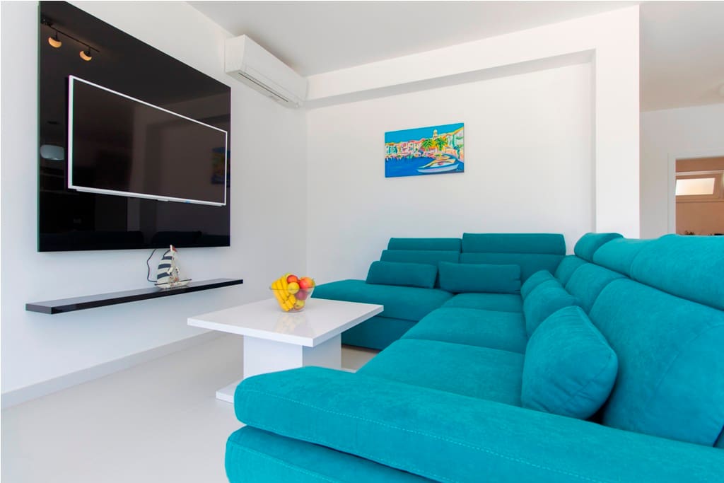 living room with big sofa