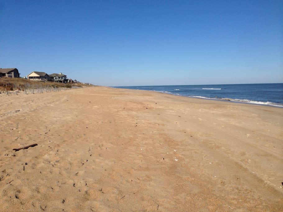 It takes less than 5 minutes to walk to our neighborhood's wide beach