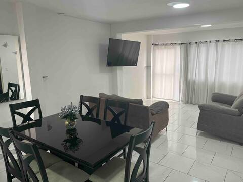 C. Centrally located, spacious and comfortable apartment