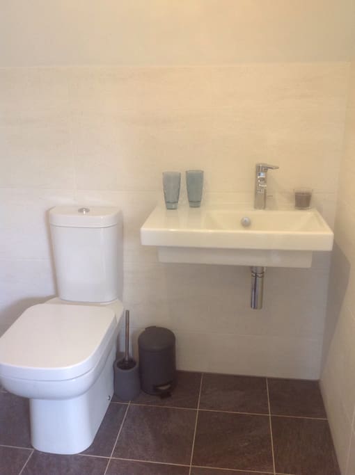 Wet room with Overhead shower