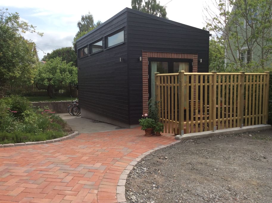 Outside area with parking.
