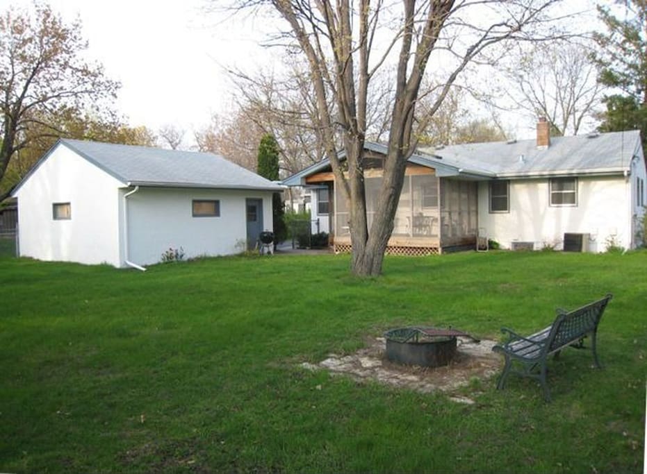 Fenced in dog friendly backyard