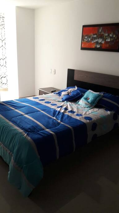 Alcoba principal cama doble tv baño privado