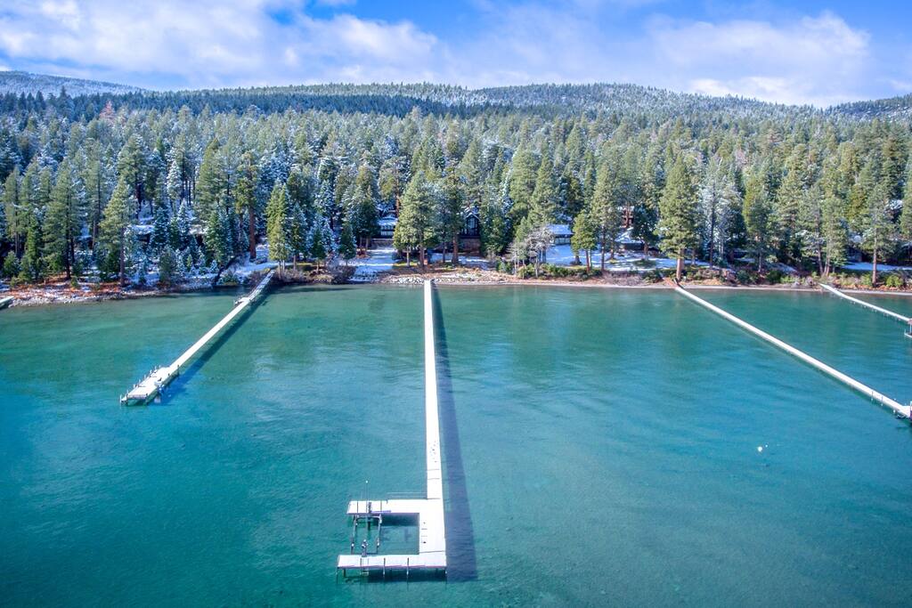 Shared dock leading to home (summer)