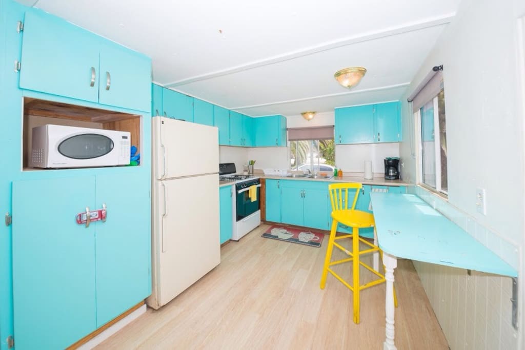 Kitchen has basic cookware and dishes for making typical. meal. Has stove, oven, toaster, fridge, microwave and coffee maker.