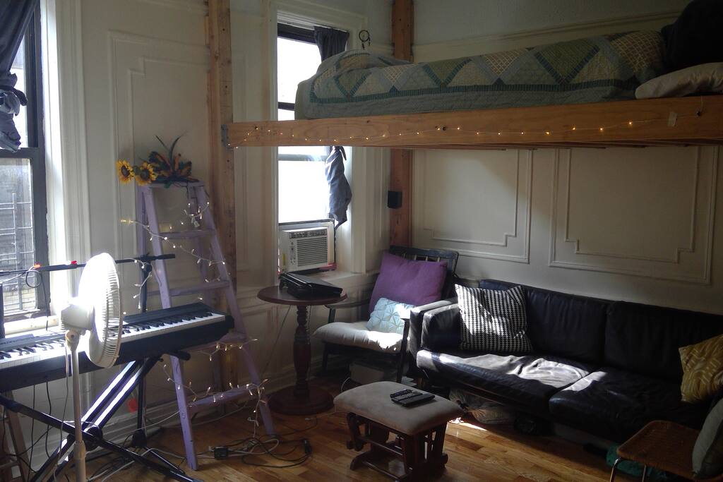 Living room and bedroom area