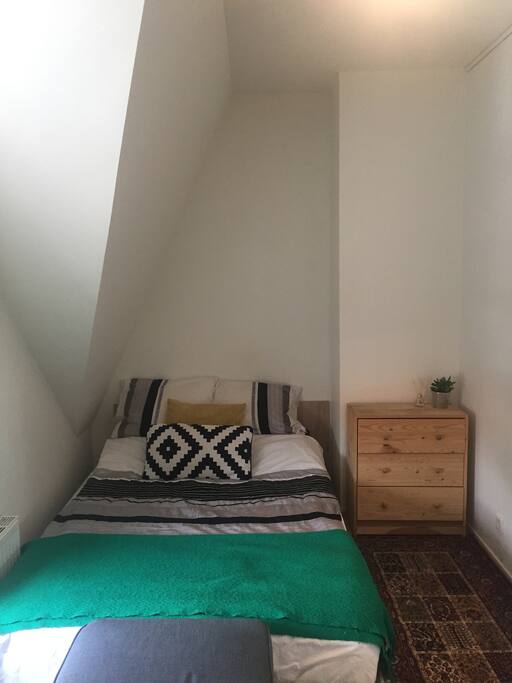 Double bed, comfortable enough for two.