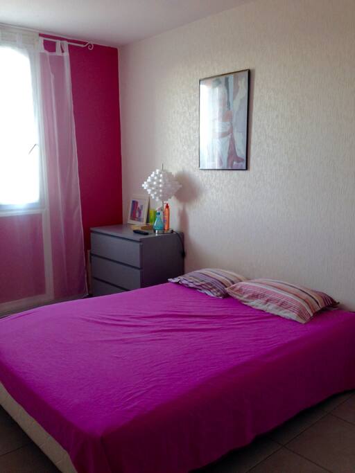 Chambre avec un grand placard, tele, couchage deux personne ,