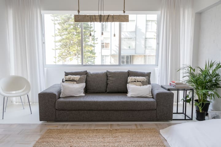 A contemporary minimal apartment near the beach.