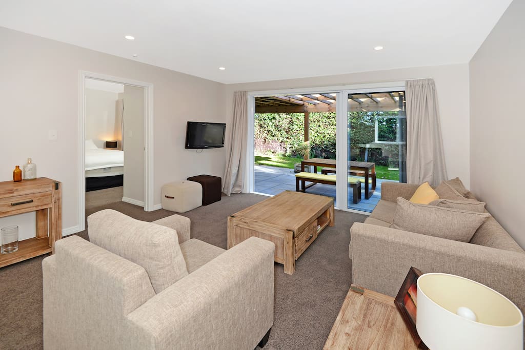 Comfortable living room with pull out sofa bed if needed