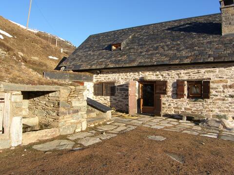 Isolated barn in the mountains