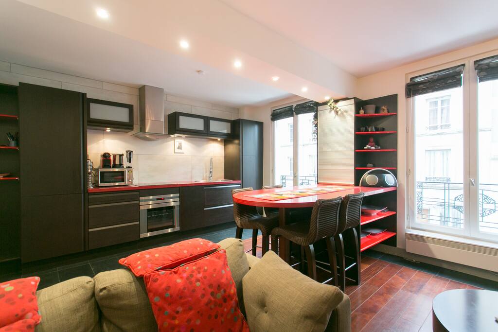 Living Room, Kitchen Space & Sofa & Dining Table