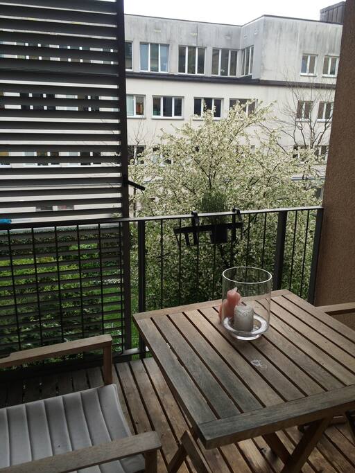 Enjoy a glass of wine or a nice breakfast on my balcony