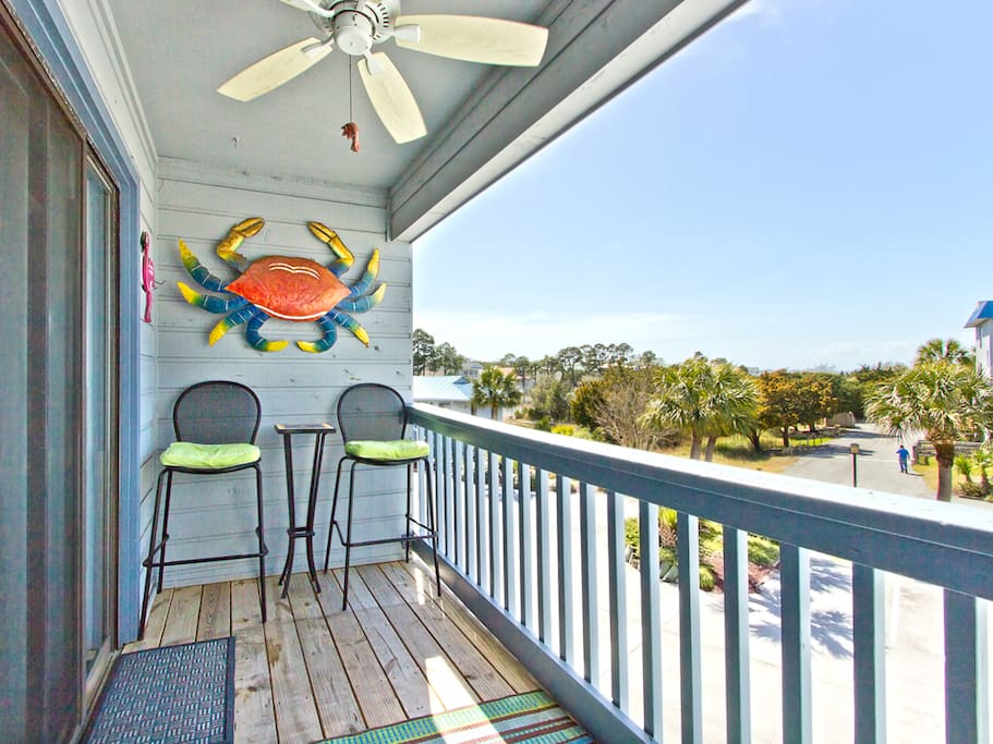 Private Furnished Balcony with Partial Side View