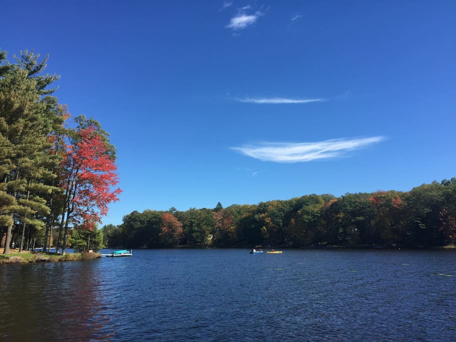 Early Autumn view from our lakefront dock