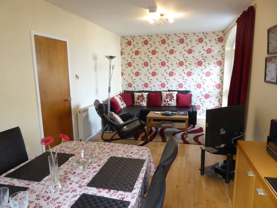 Dining table and seating area