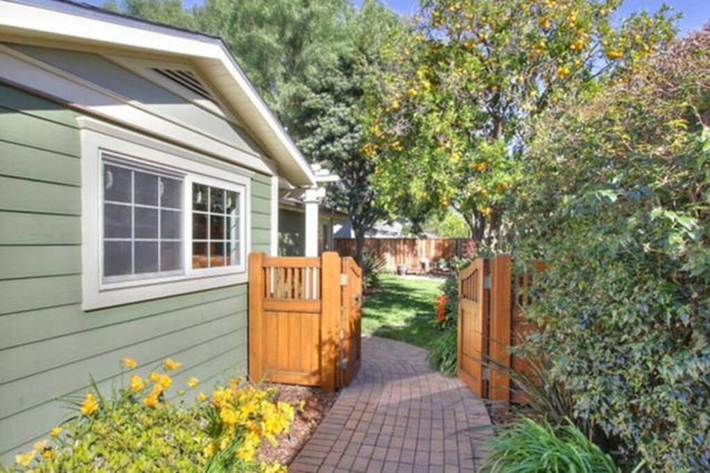 Front gate. Your room is on the left.