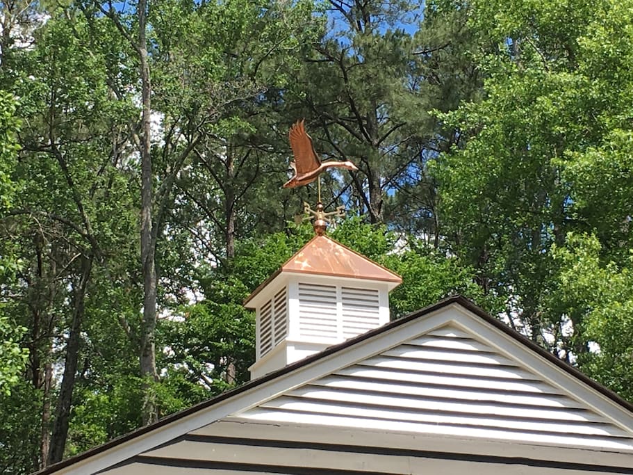 The geese are flying on the new copper weathervane at GardenSpirit. You'll hear the live geese, too, as they fly home at dusk.
