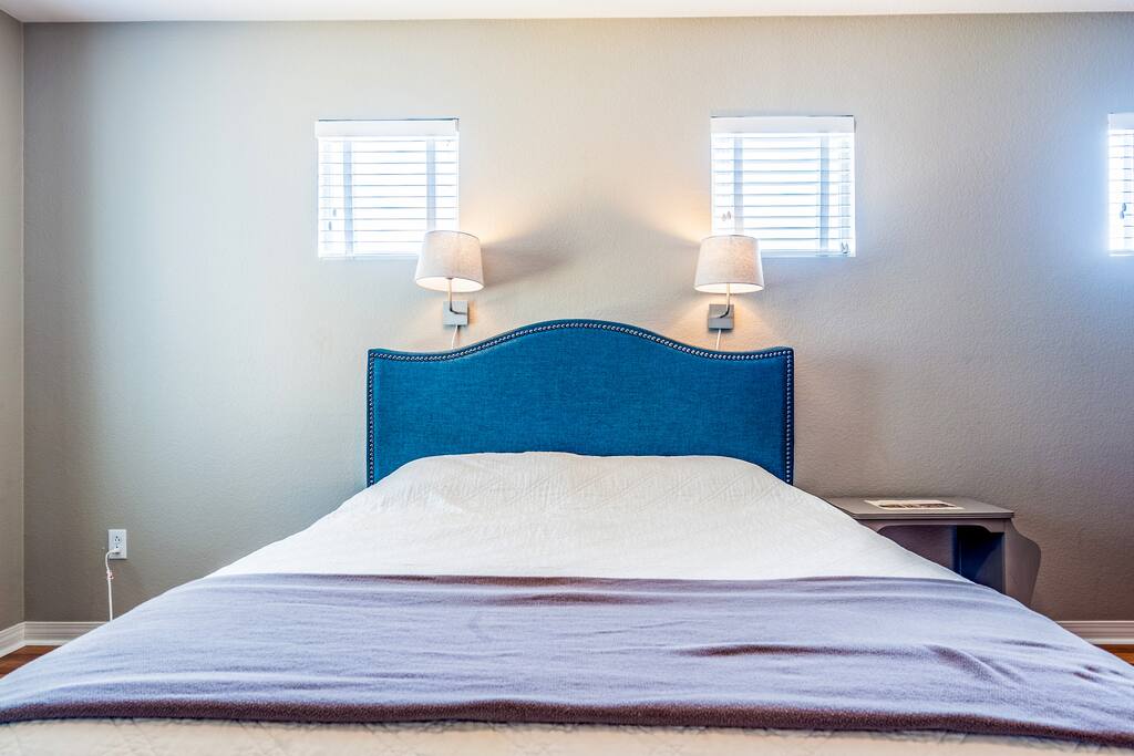 Master bedroom with queen sized bed