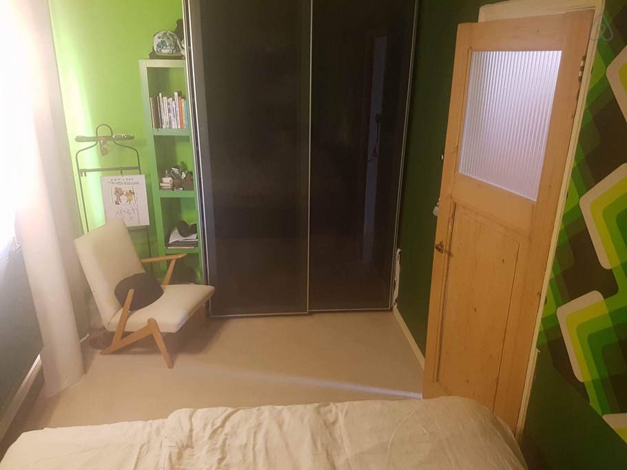 The green bedroom closet