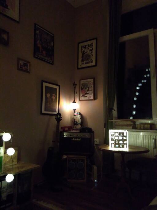I have a lot of music instruments in the room.