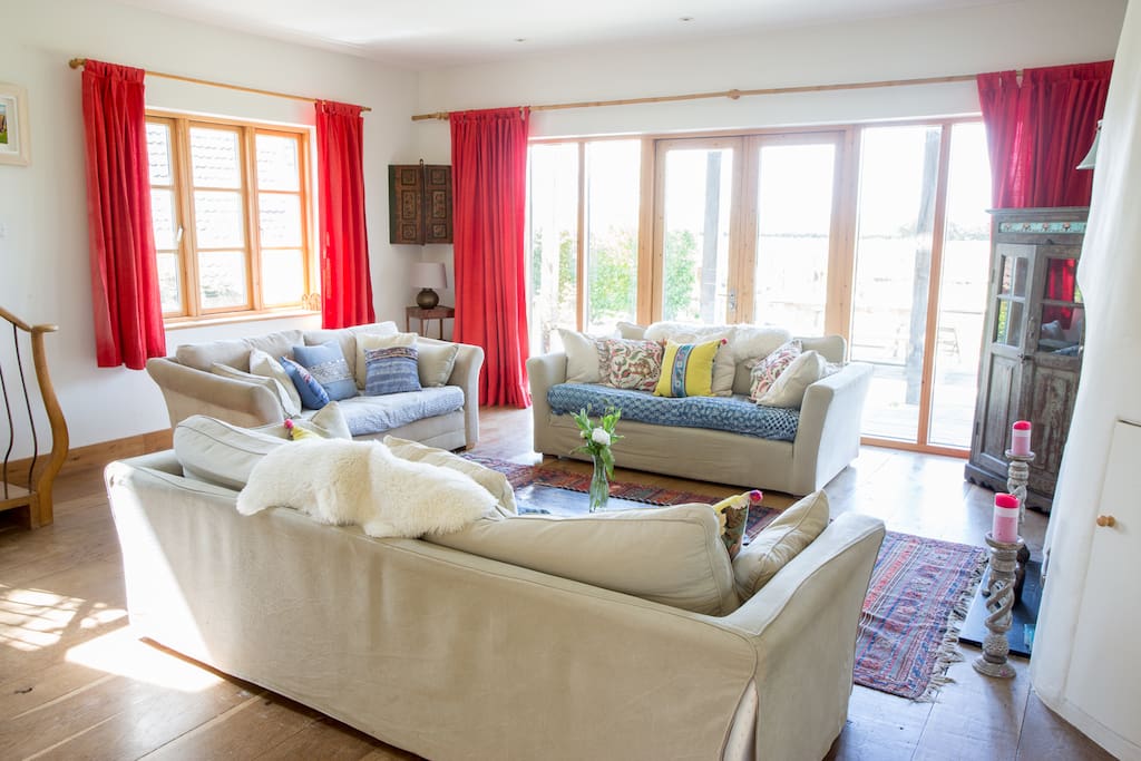 Light floods into the living space
