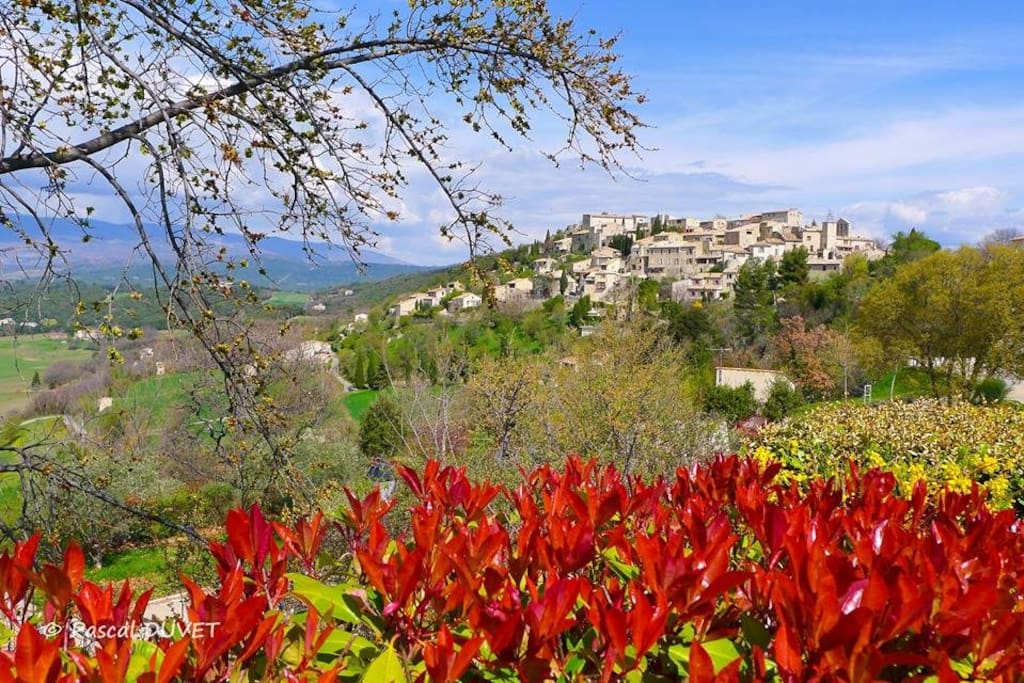 vue du village au printemps. La maison est située au centre