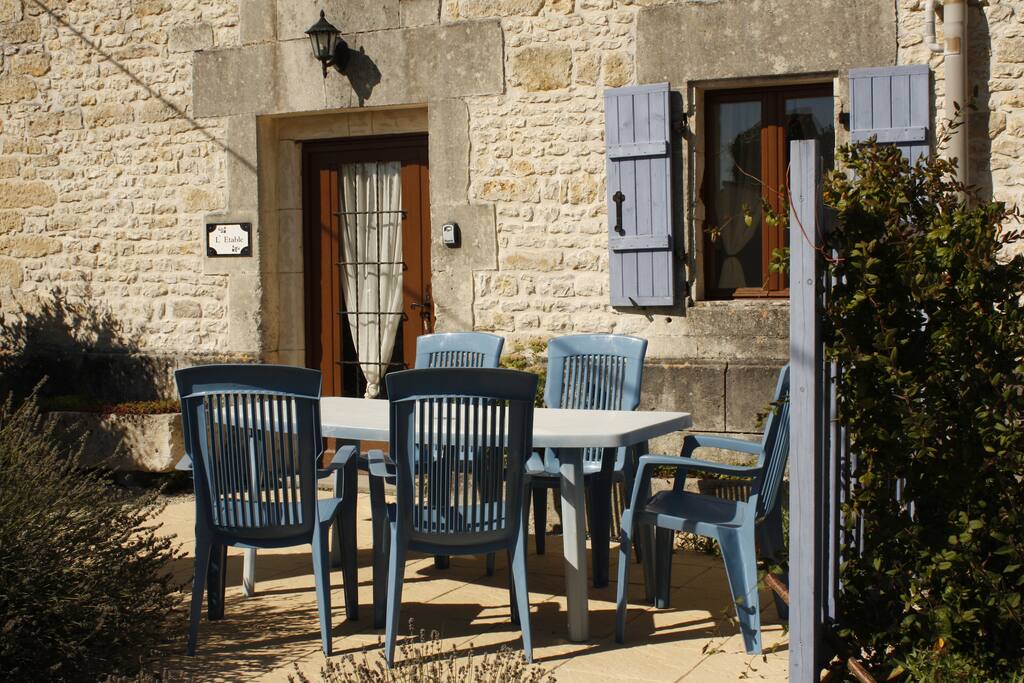 The front patio area of the gite