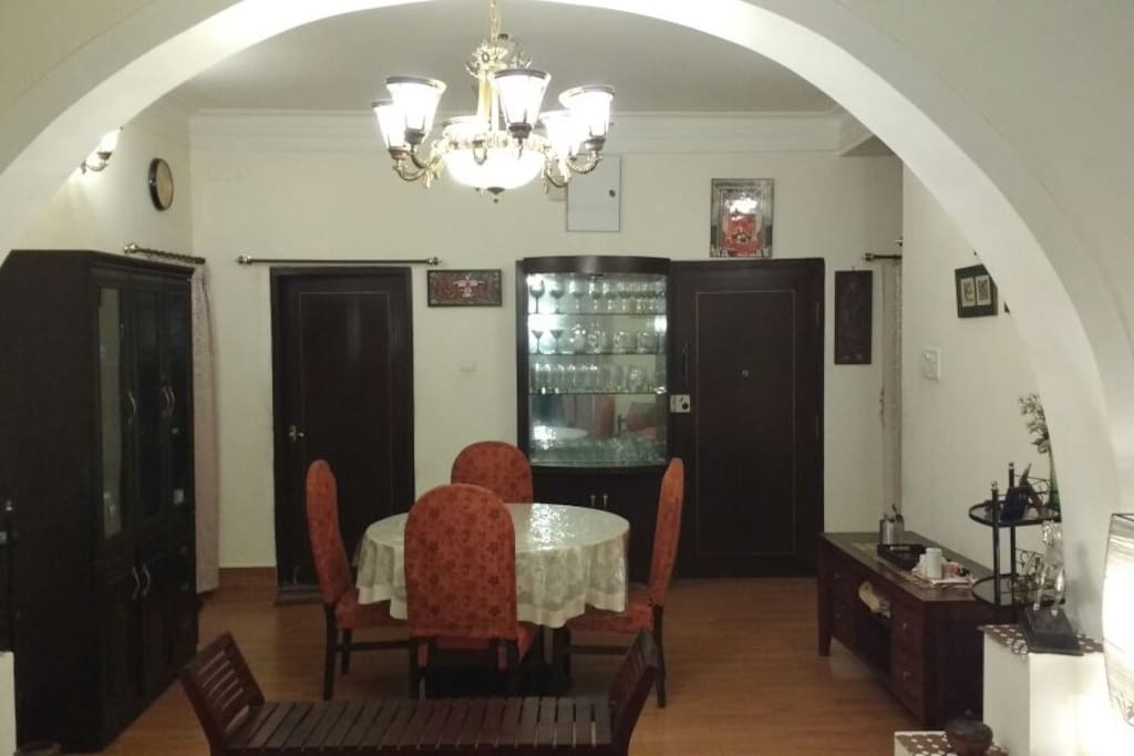 A view of the dining area. Guests can join the family for meals if they wish