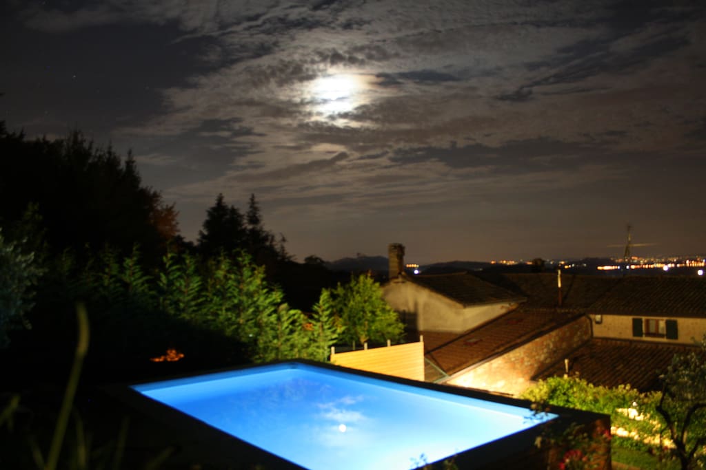 Il retro con la piscina in prossimità del bosco