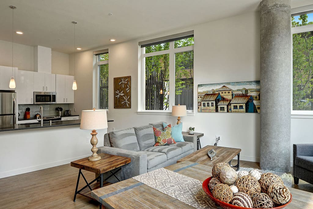 Open living/dining/kitchen area