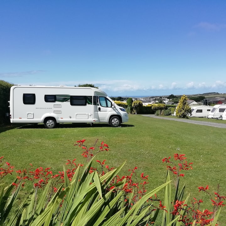 The sea view from our village campsite.