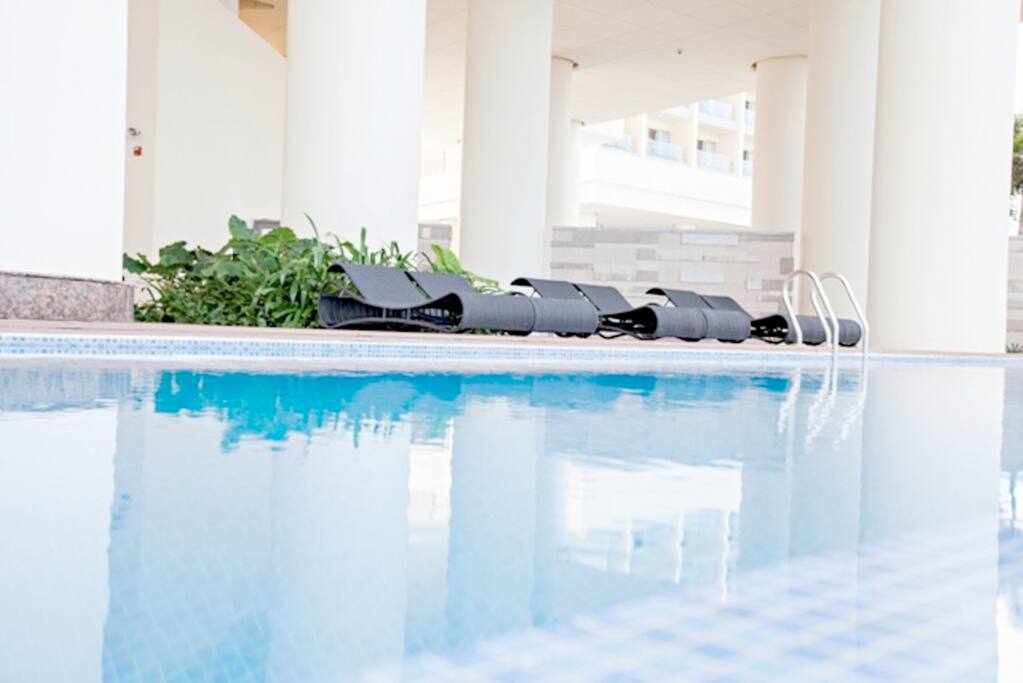 Free. Swimming pool for all residences and tenants on 2nd floor.