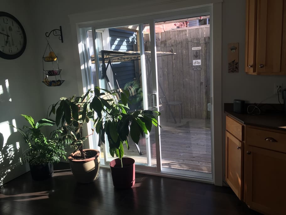 Kitchen with door to the back deck