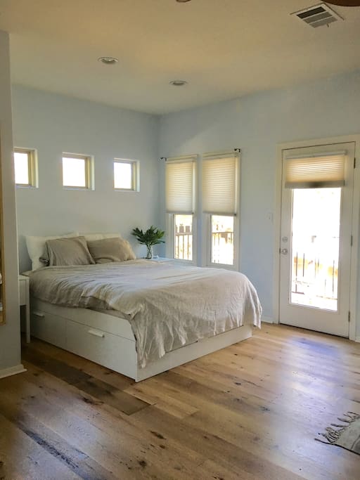 Upstairs is the master bedroom. There is an abundance of natural light that fills the room.
Here I can add an extra twin bed