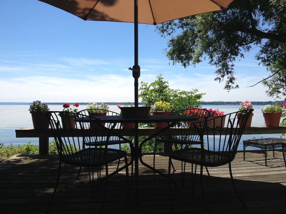 The Cottage deck is as close to the water as you can get without getting wet! Enjoy morning coffee while listening to the birds sing good morning. Inside the Cottage enjoy bright colors to brighten your day. A cozy and comfortable space from which to venture out and enjoy all the Finger Lakes have to offer.