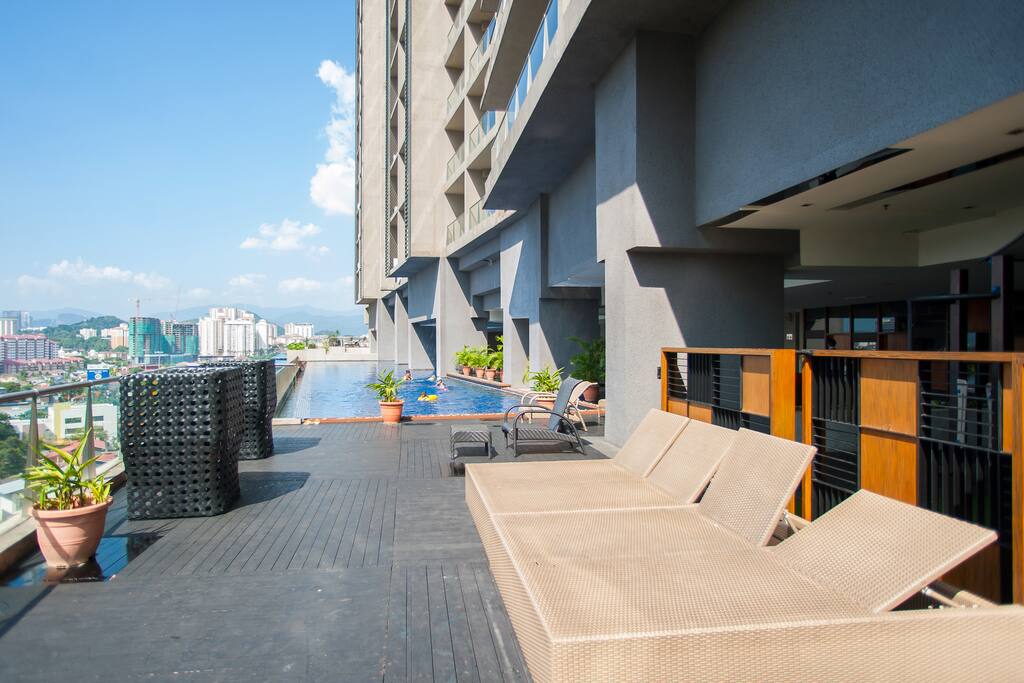 Sun loungers by the pool