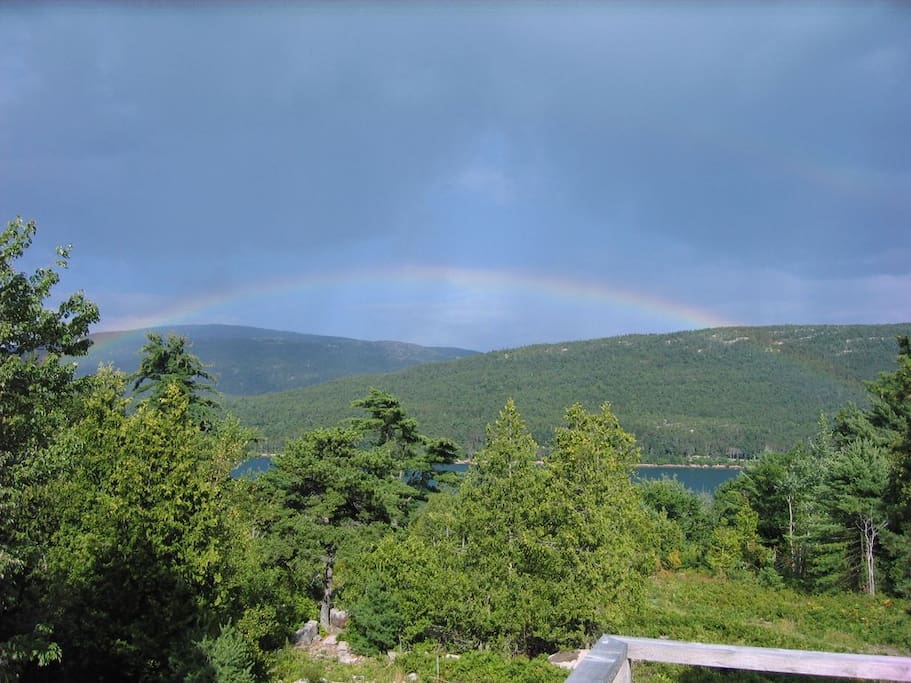 Rainbow over Somes Sound-taken by a guest on the deck of The Acadia Cottage