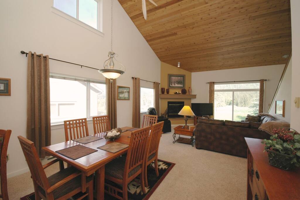 Open floor plan, view from kitchen.