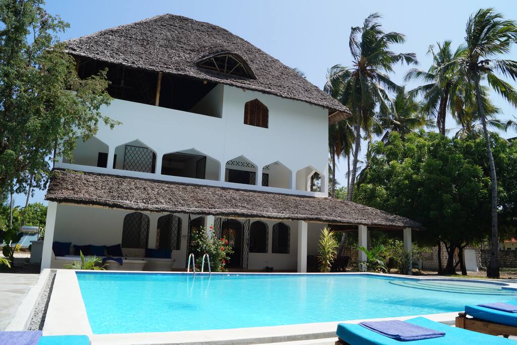 The rear of the house and pool.