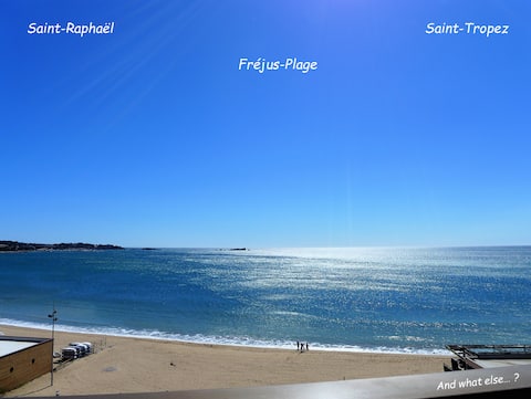 Top Airbnb: Panoramic Beachfront Apt A/C Fiber Wi-Fi Own Pkg in Fréjus