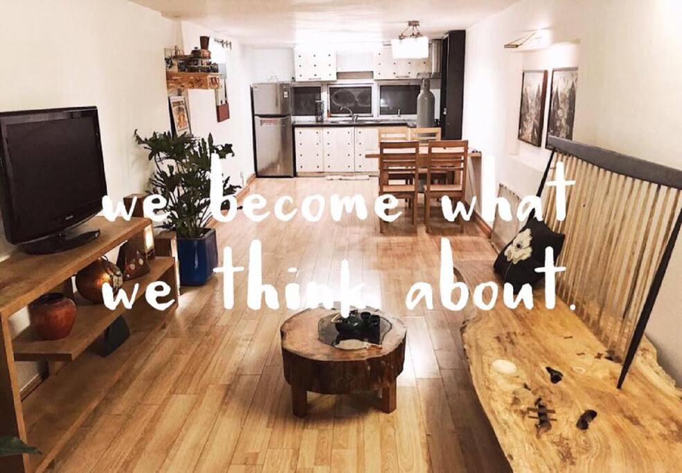 Kitchen and Living room.