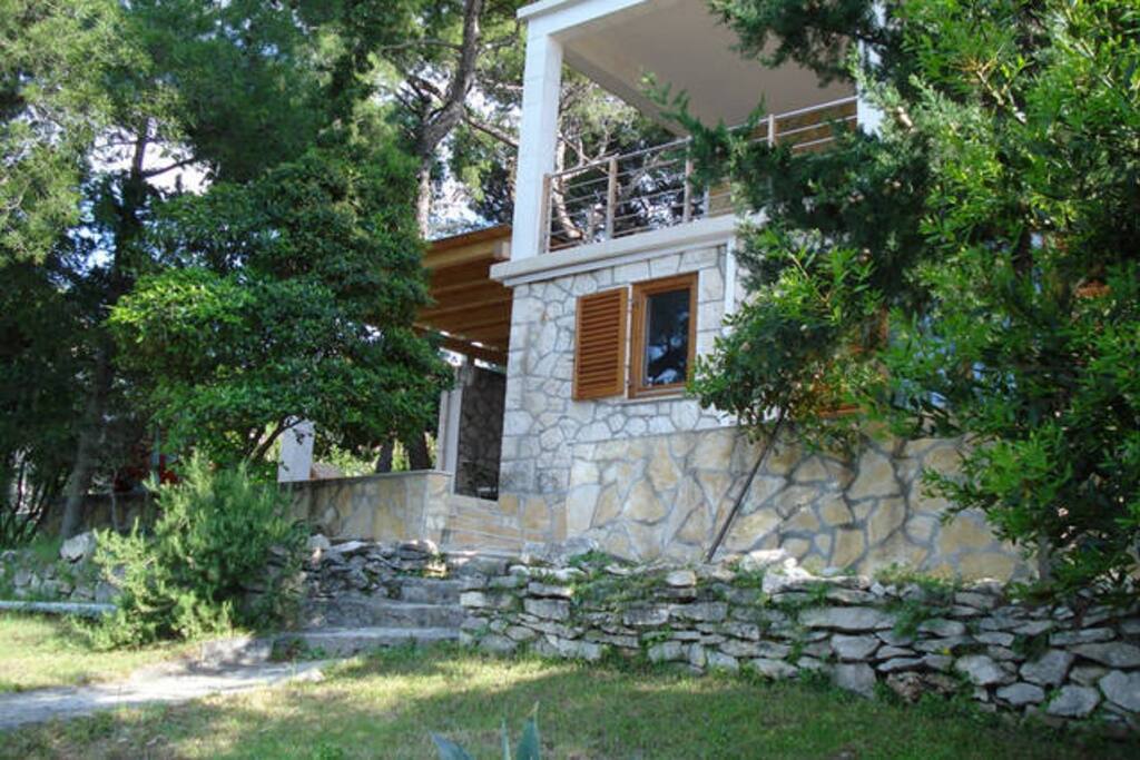 The whole house. The apartments are situated on the 1st floor where the terrace is.