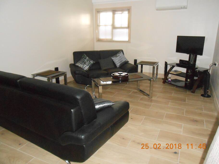 Living area with sofa bed