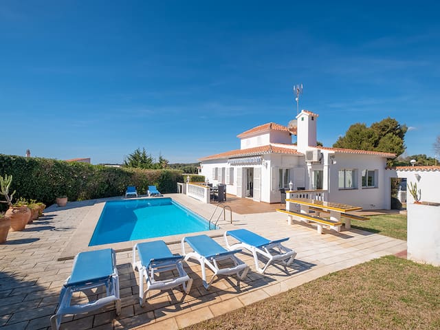 Villa with pool next to the beach, Es Canutells