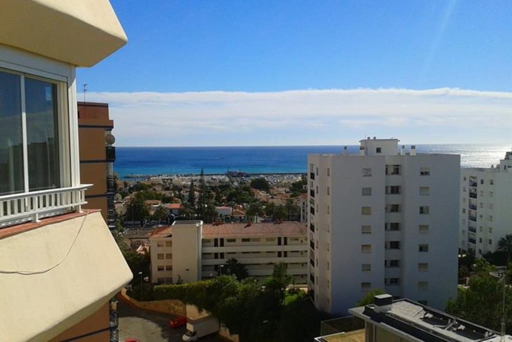 View of sea from balcony