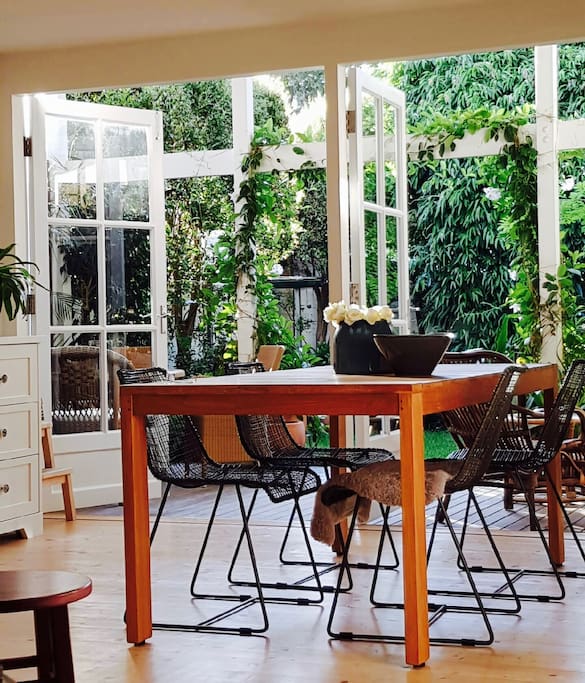 Kitchen table looking out to garden